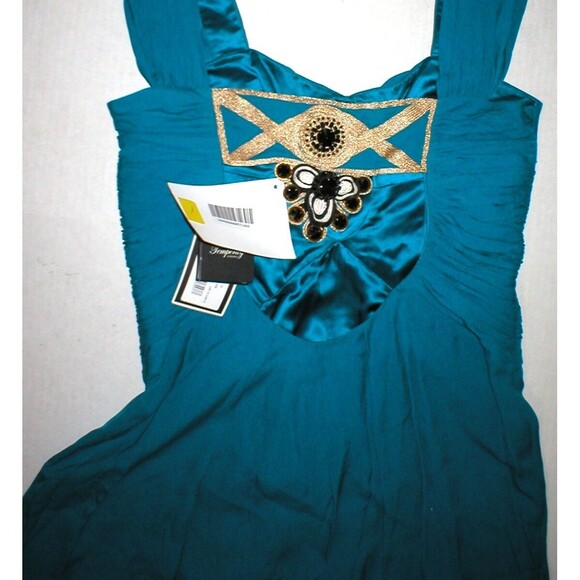 New NWT Ocean Blue Temperley London Dress Womens 12 Evening Gown Jewels Silk Emb - Picture 9 of 12